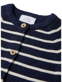 Gestreifte Strickjacke in blau