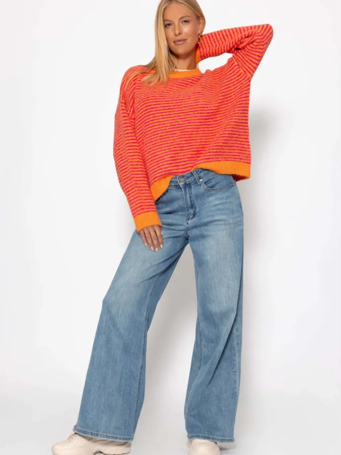 Gestreifter Pullover in Orange