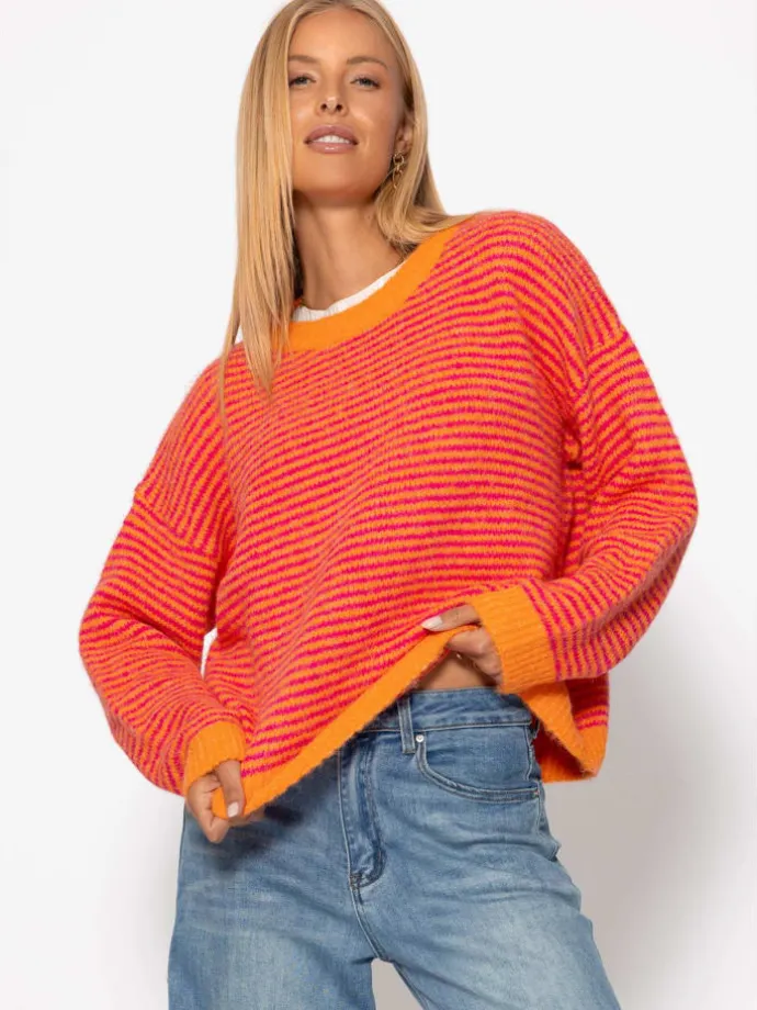 Gestreifter Pullover in Orange