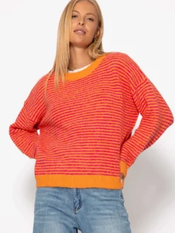 Gestreifter Pullover in Orange