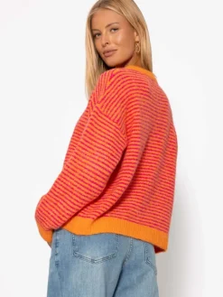 Gestreifter Pullover in Orange