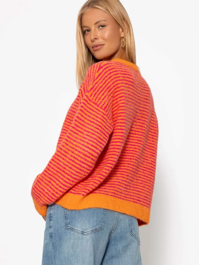 Gestreifter Pullover in Orange