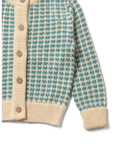 Gestrickte Strickjacke in Blau