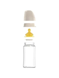 Glas-Flasche Cherry green 240 ml + Latex-Trinksauger in beige,motiv