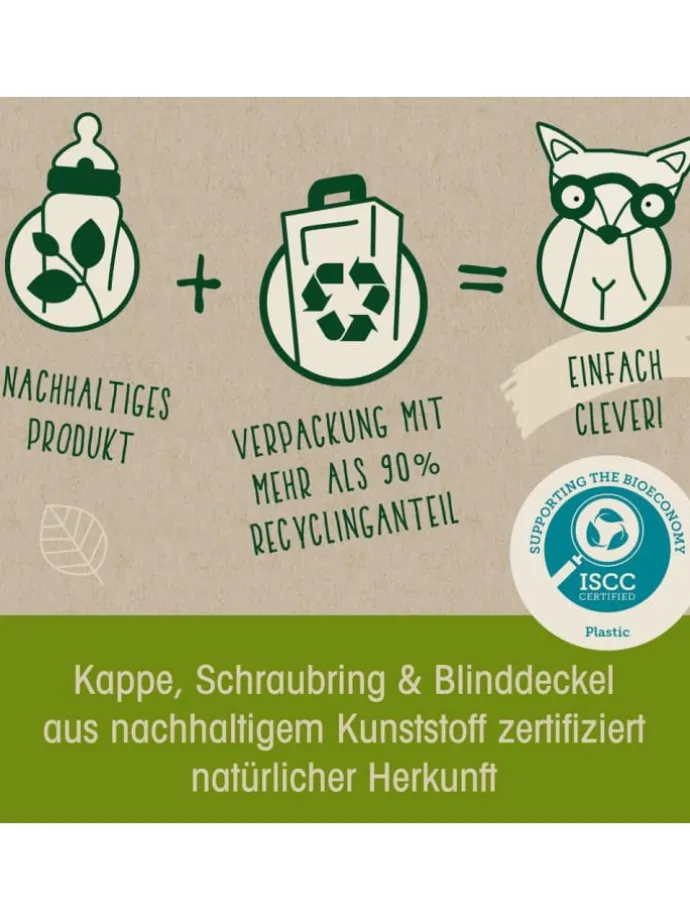 Glas-Flasche Cherry green 240 ml + Latex-Trinksauger in gruen,motiv