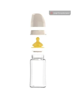 Glas-Flasche Cherry green 240 ml + Latex-Trinksauger in gruen,motiv