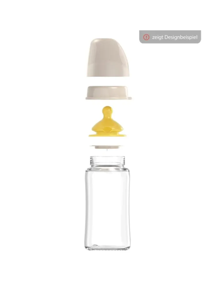 Glas-Flasche Cherry green 240 ml + Latex-Trinksauger in gruen,motiv