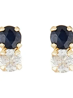 Gold-Ohrstecker "Puces duo précieuses" mit Edelsteinen