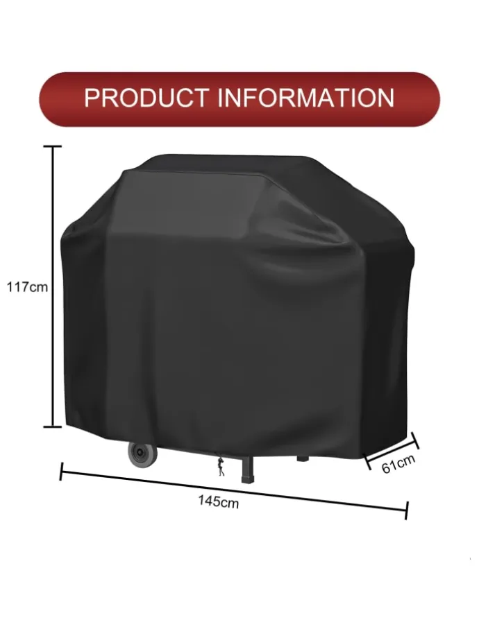 Grillabdeckung - 147 x 61 x 117 cm in Schwarz