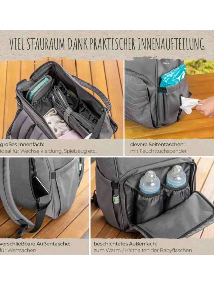 Growing Wickelrucksack in Grau ab 0 Monate