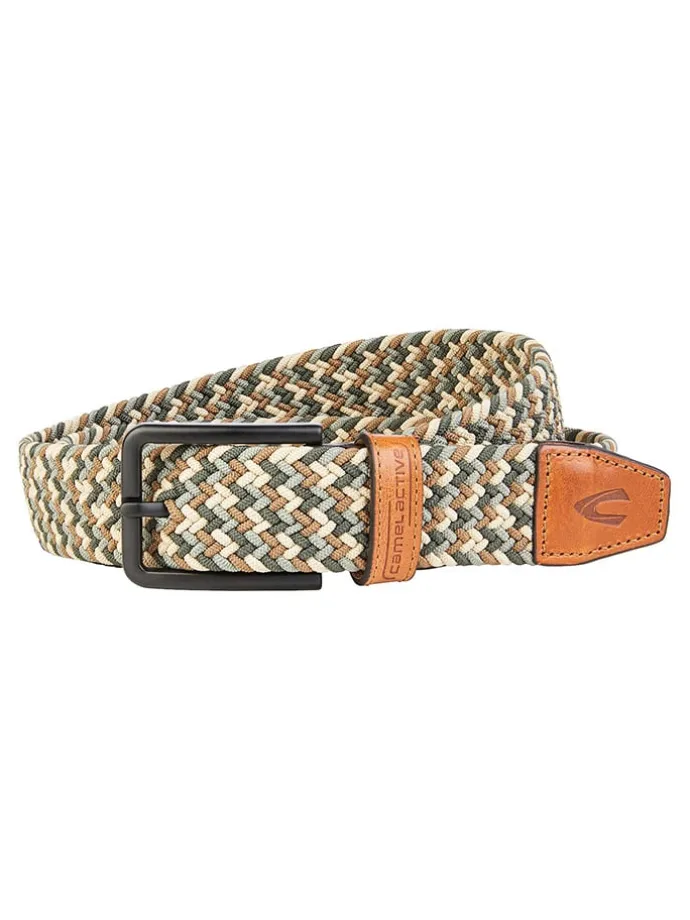 Gürtel in Beige/ Dunkelgrün/ Camel