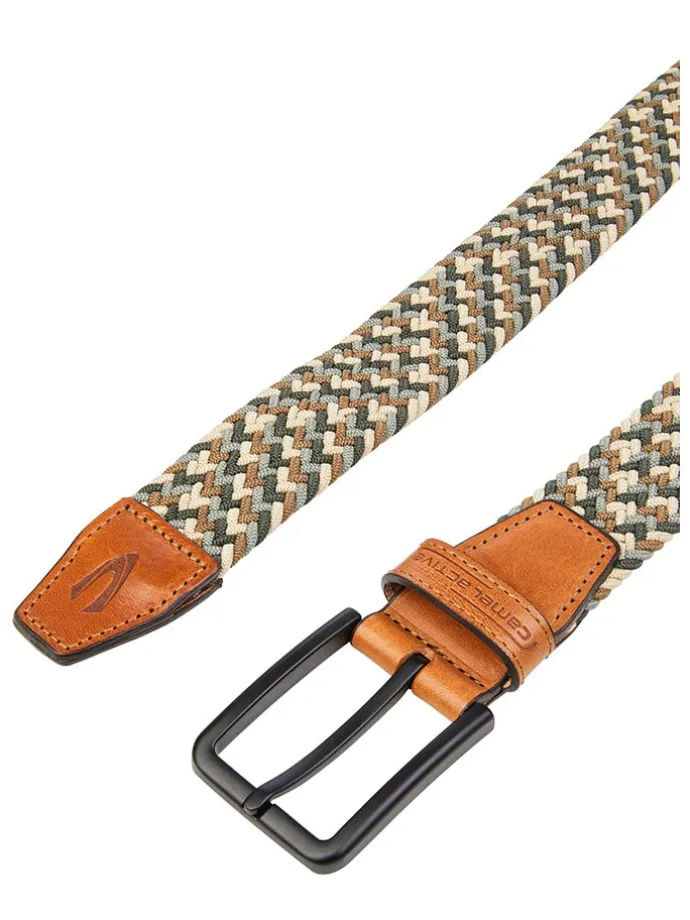 Gürtel in Beige/ Dunkelgrün/ Camel