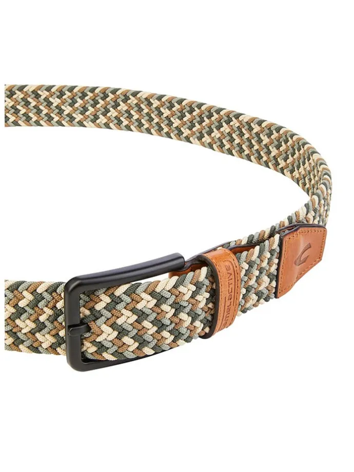 Gürtel in Beige/ Dunkelgrün/ Camel