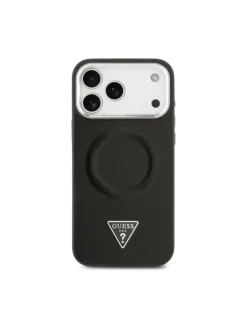 Guess Triangle Logo magnetisch Hülle iPhone 17 Pro  Schwarz in Schwarz
