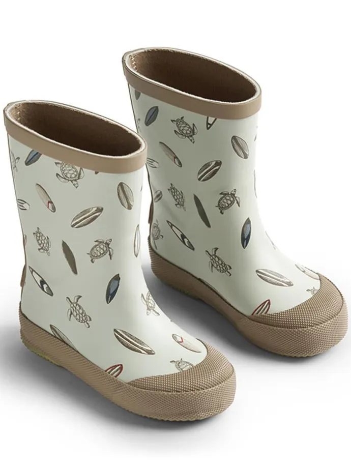 Gummistiefel in Hellblau/ Beige