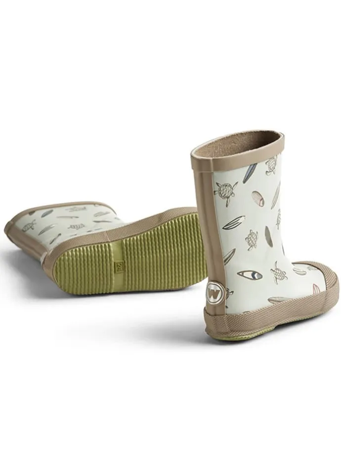Gummistiefel in Hellblau/ Beige