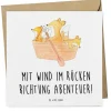 Gutscheinkarte Segelbootstour Abenteuer mit Spruch in Weiß