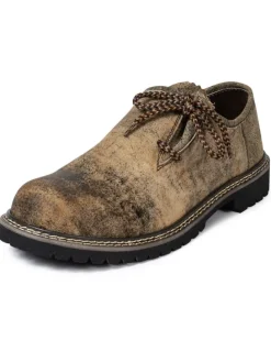 Haferlschuh Trachten Schnürschuh Echtleder ANTIK in Krokodilgrün