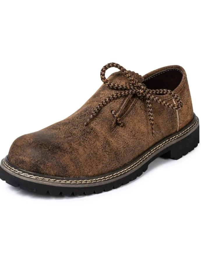 Haferlschuh Trachten Schnürschuh Echtleder ANTIK in Whiskybraun