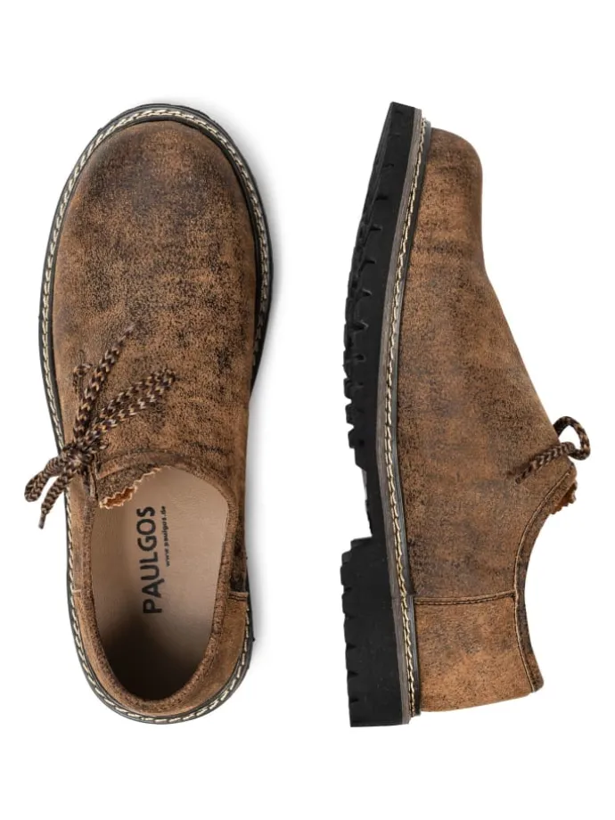 Haferlschuh Trachten Schnürschuh Echtleder ANTIK in Whiskybraun