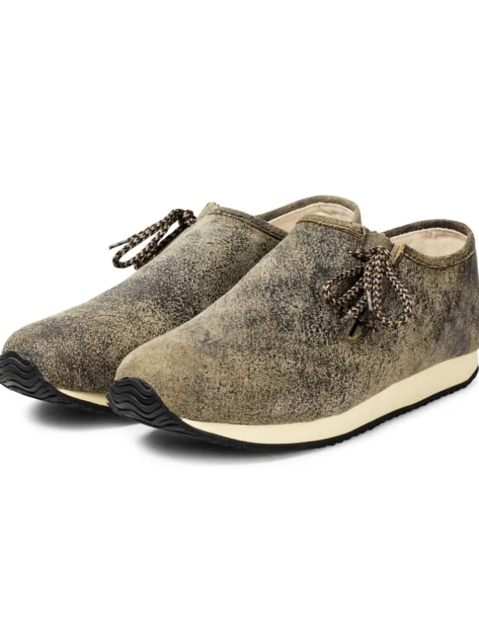 Haferlschuh Trachten Sneaker Schnürschuh Echtleder in Krokodilgrün