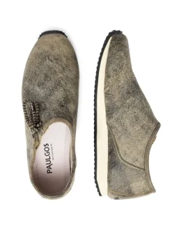 Haferlschuh Trachten Sneaker Schnürschuh Echtleder in Krokodilgrün