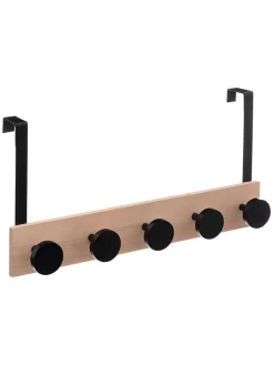 Hakenleiste in Schwarz/ Hellbraun - (B)50 x (H)24 x (T)11 cm