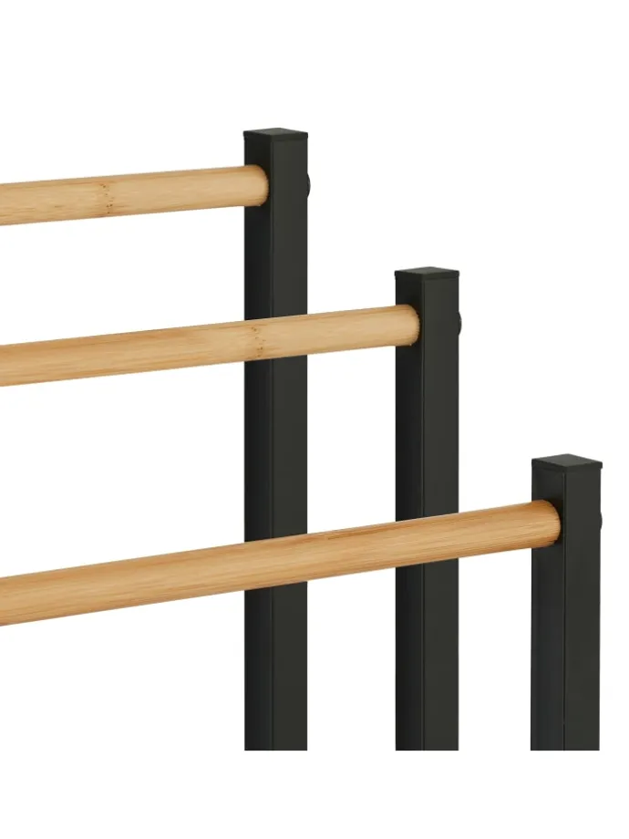 Handtuchständer in Schwarz/ Natur - (B)45 x (H)76 x (T)21,5 cm