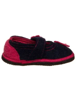 Hausschuhe "Becky" in Dunkelblau/ Pink