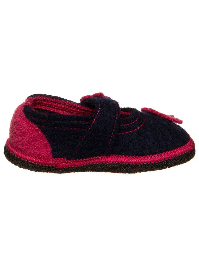 Hausschuhe "Becky" in Dunkelblau/ Pink