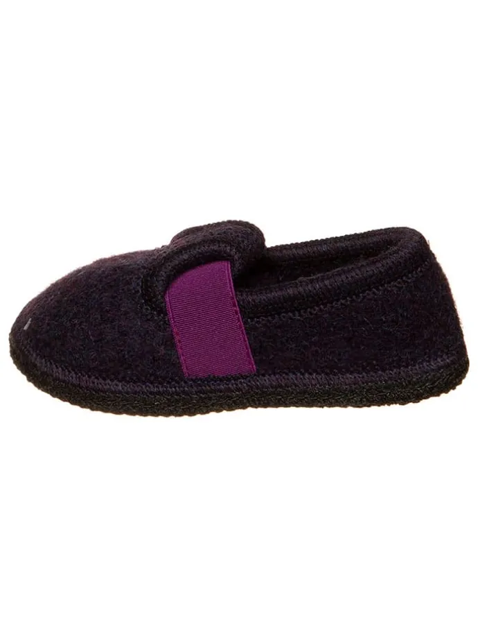 Hausschuhe "Bobby" in Schwarz/ Lila