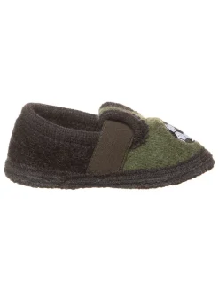 Hausschuhe "Feuerfußball" in Khaki