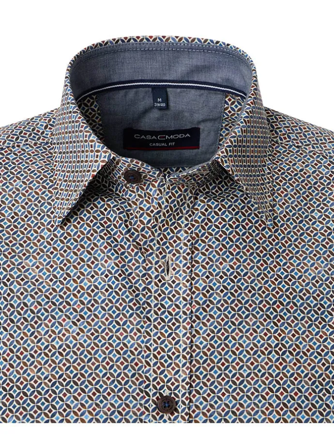 Hemd - Casual fit - in Hellbraun/ Blau in Hellbraun/ Blau