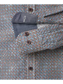 Hemd - Casual fit - in Hellbraun/ Blau in Hellbraun/ Blau