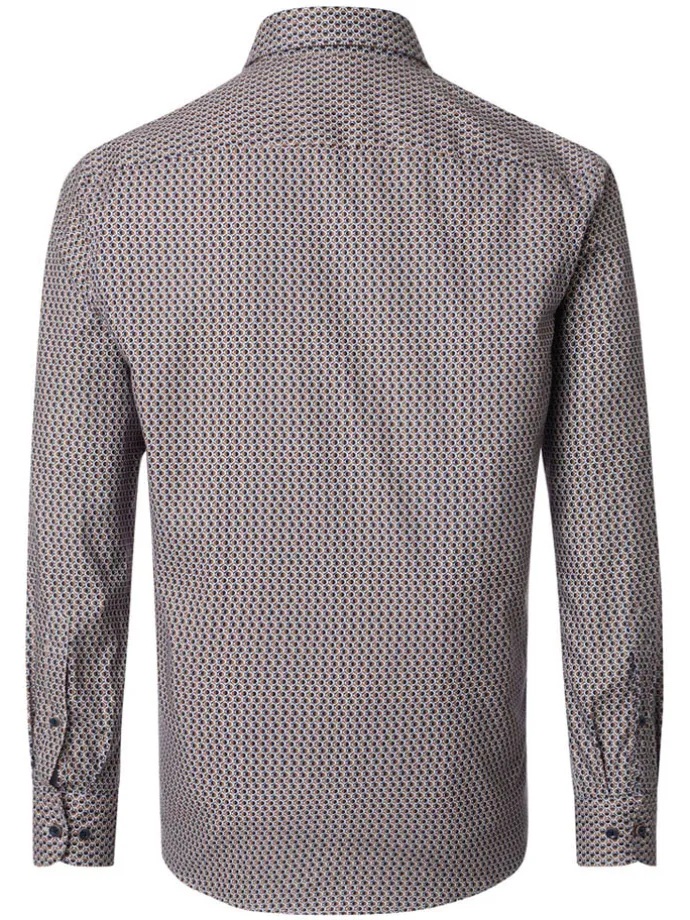 Hemd - Comfort fit - in Dunkelblau/ Hellbraun