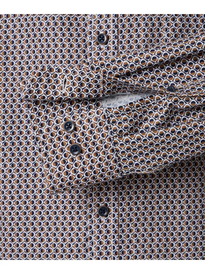 Hemd - Comfort fit - in Dunkelblau/ Hellbraun