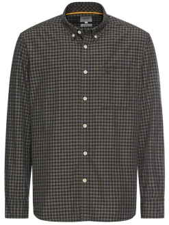 Hemd - Regular Fit - in Khaki/ Dunkelblau