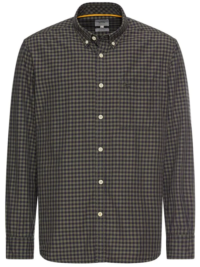 Hemd - Regular Fit - in Khaki/ Dunkelblau