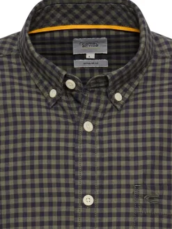 Hemd - Regular Fit - in Khaki/ Dunkelblau