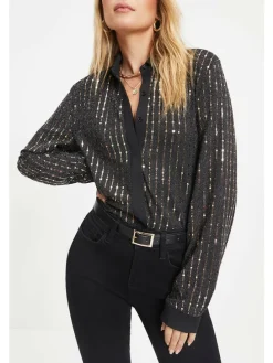Hemd - Regular fit - in Schwarz/ Gold