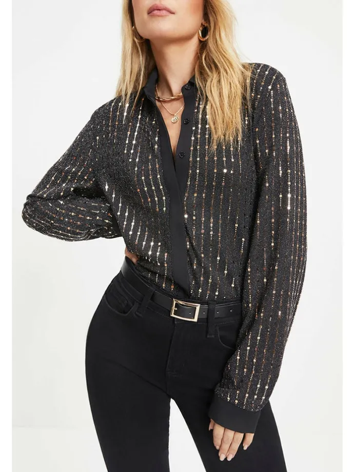 Hemd - Regular fit - in Schwarz/ Gold