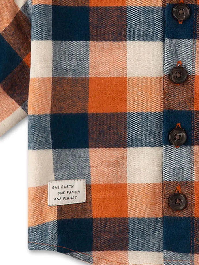 Hemd in Beige/ Orange/ Dunkelblau