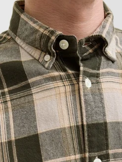 Hemd in Dunkelgrün/ Beige