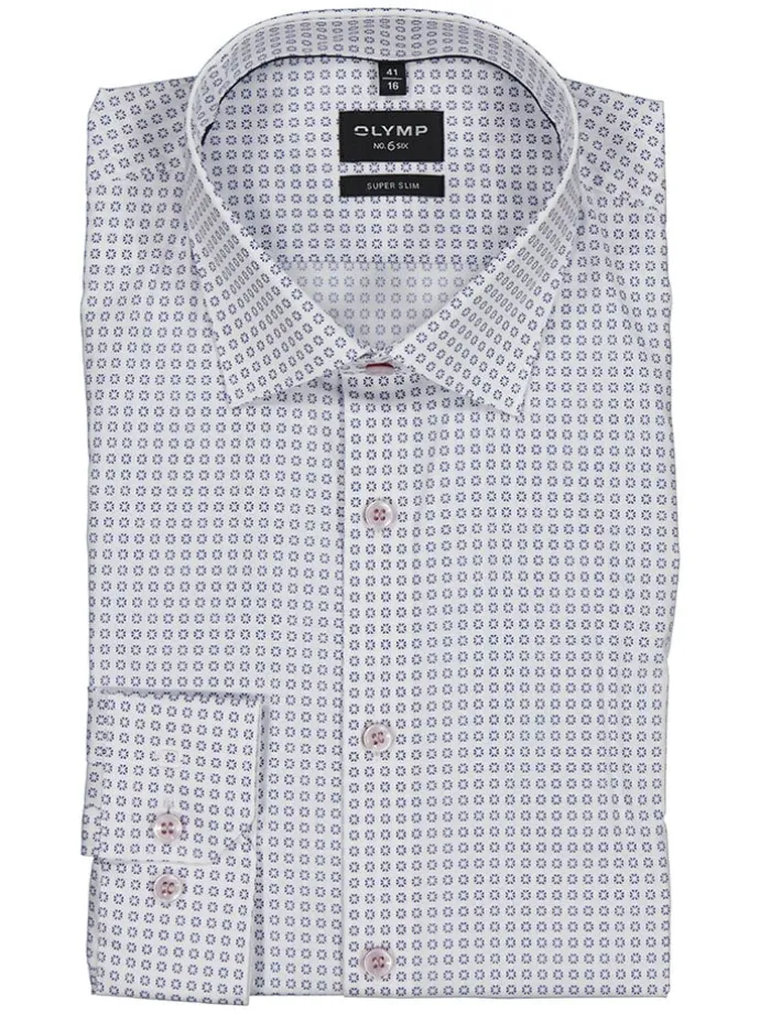 Hemd "No 6" - Super Slim - in Weiß/ Blau