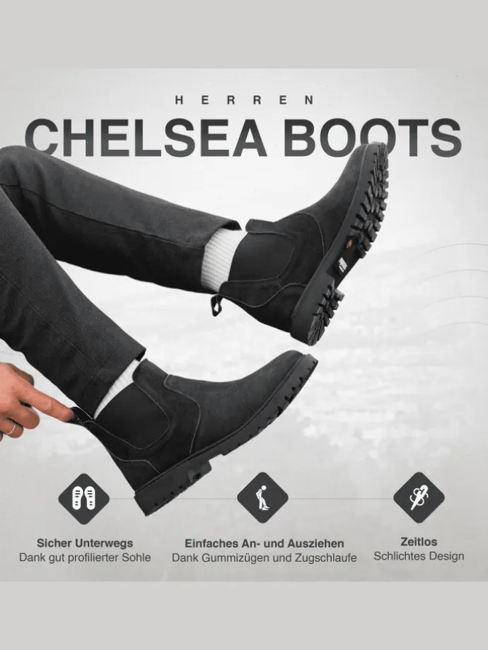 Herren Chelsea Boots, Stiefeletten, Schuhe in Schwarz