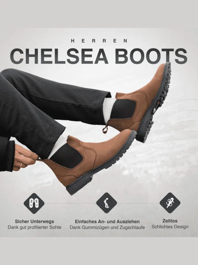 Herren Chelsea Boots, Stiefeletten, Schuhe in Dunkelbraun
