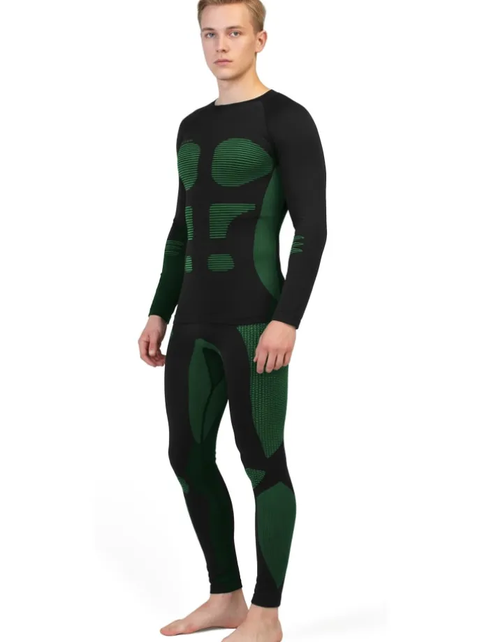 Herren Sport-Funktionsunterwäsche Set Hemd + Hose in Grün