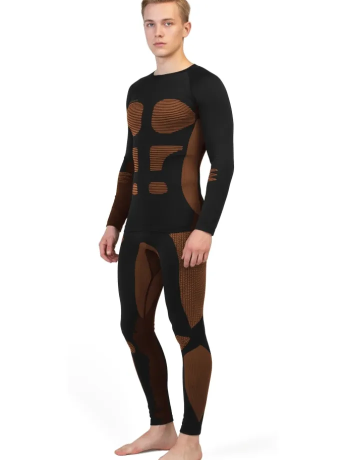 Herren Sport-Funktionsunterwäsche Set Hemd + Hose in Orange