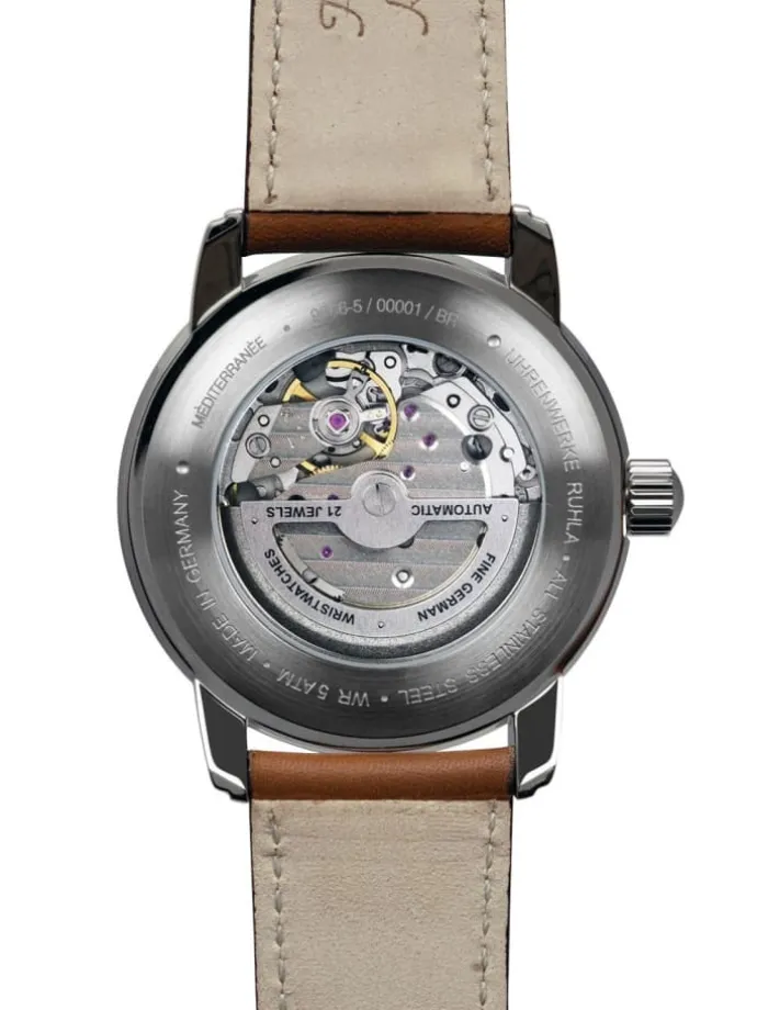 Herrenuhr Automatik 100 Jahre Méditerranée Creme / Braun / Silber