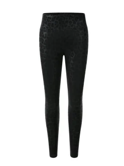 High-Rise Lederleggings mit breitem Bund in Schwarz Gemustert